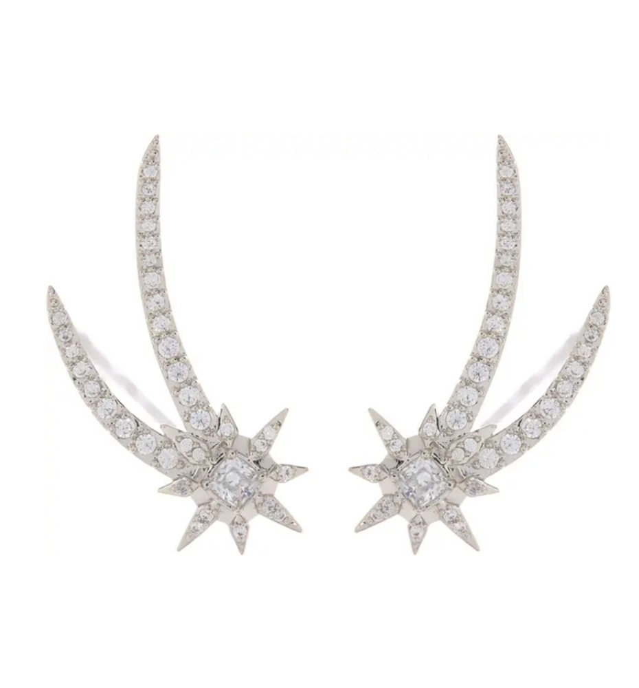 Nadri Starlit Star CZ Climber Earrings - Picture 2 of 10